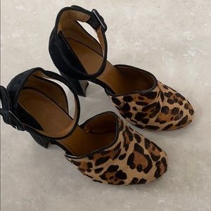 Leopard Hair Calf & Suede Leather Heels with Strap